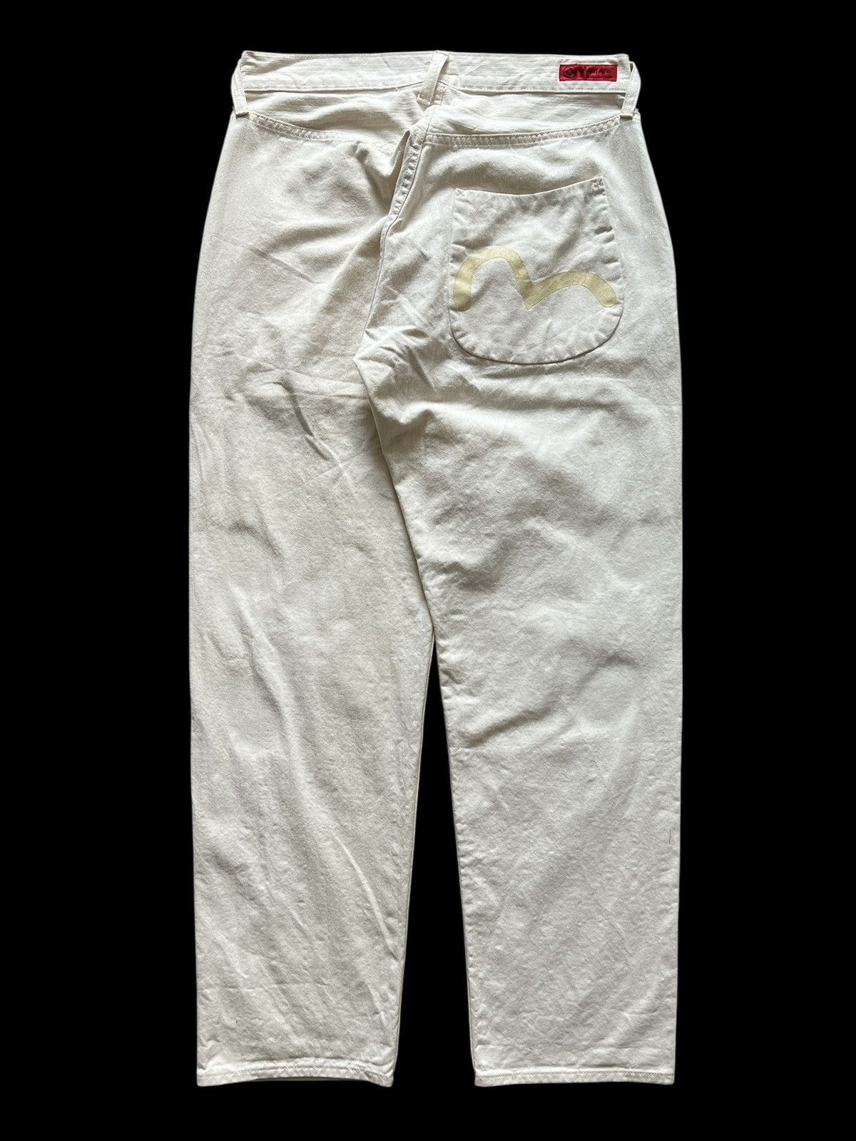 Evisu 2000s Evisu Daicock Single Pocket Off White Jeans Size US 33 - 2 Thumbnail