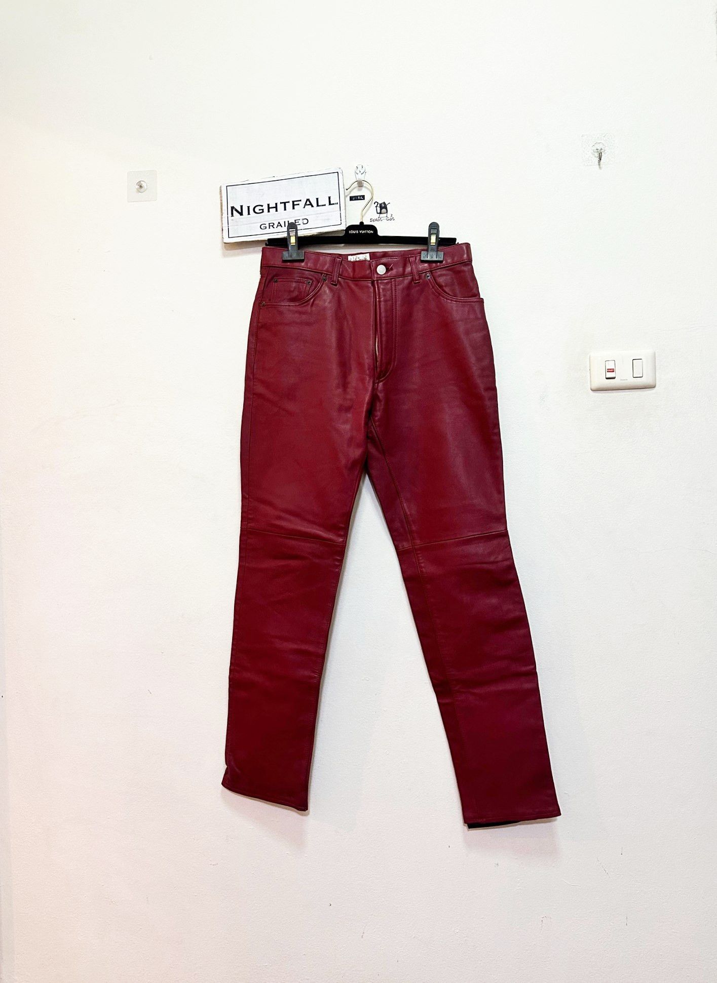 image of Paul Smith Red Leather Pants, Men's (Size 31)