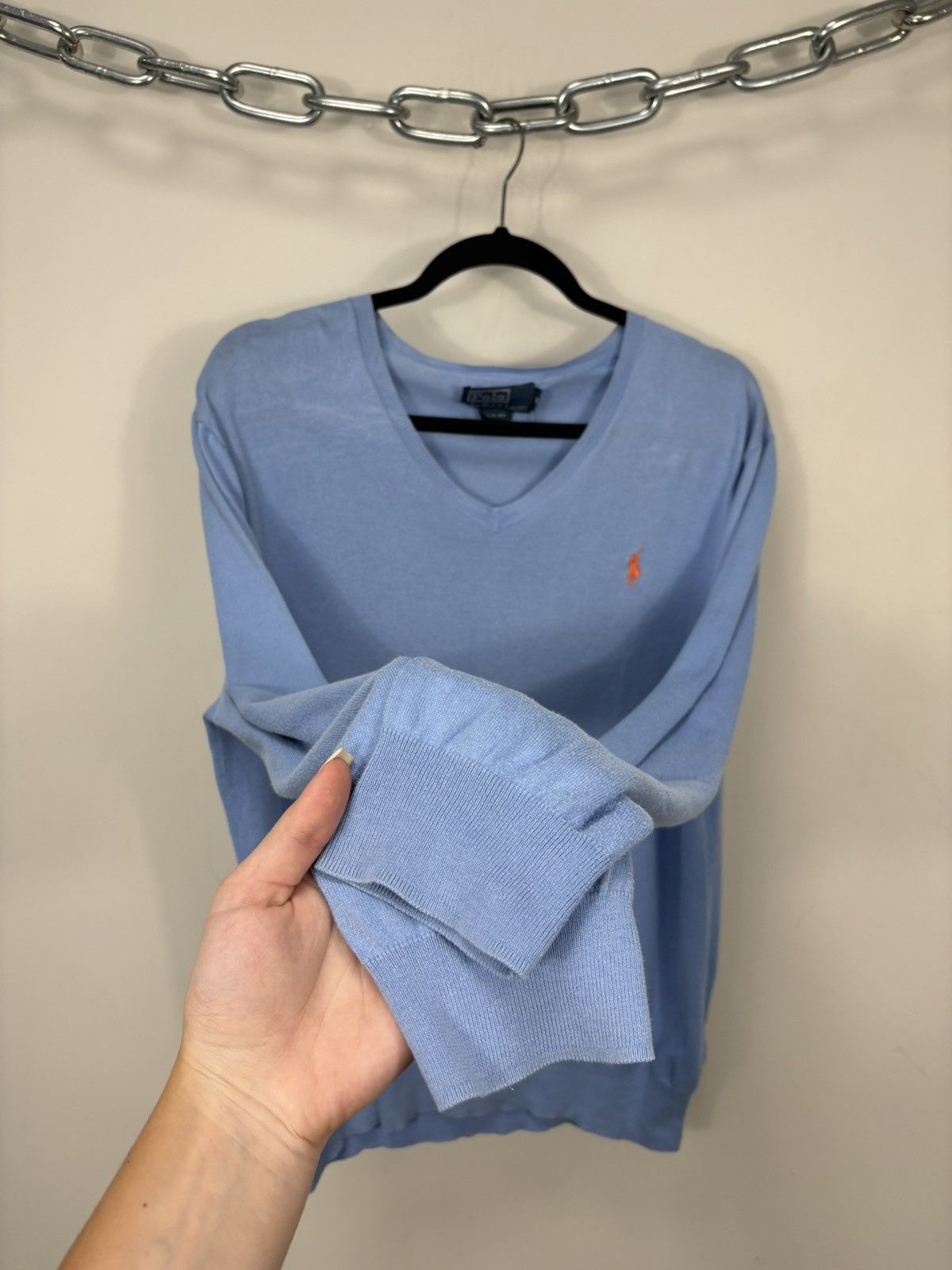 Polo Ralph Lauren Vintage Polo Ralph Lauren Men’s Light Blue V-Neck Sweater Size US M / EU 48-50 / 2 - 8 Thumbnail