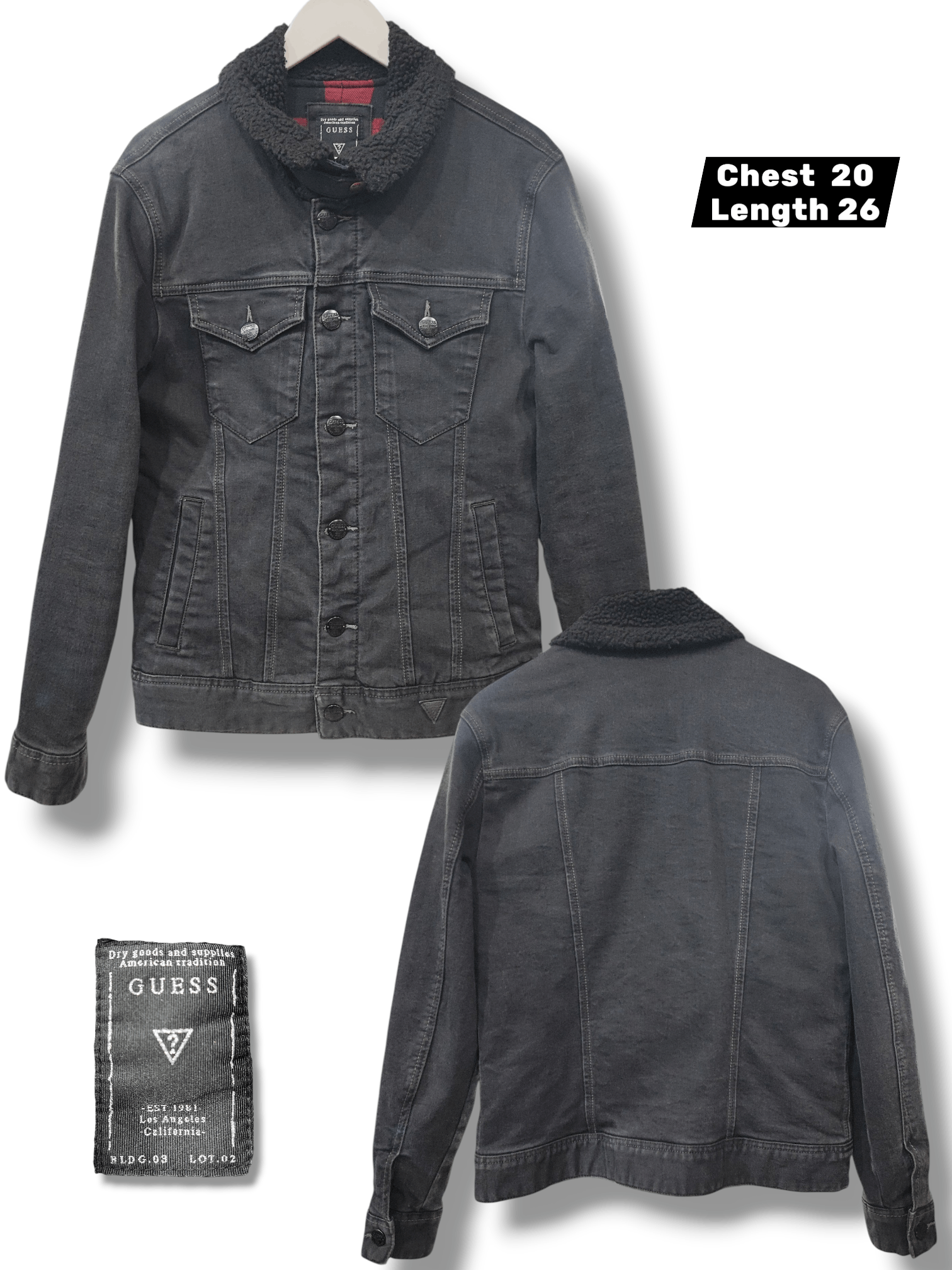 Guess Guess Faded Black Denim Trucker Jacket Size US L / EU 52-54 / 3 - 1 Thumbnail