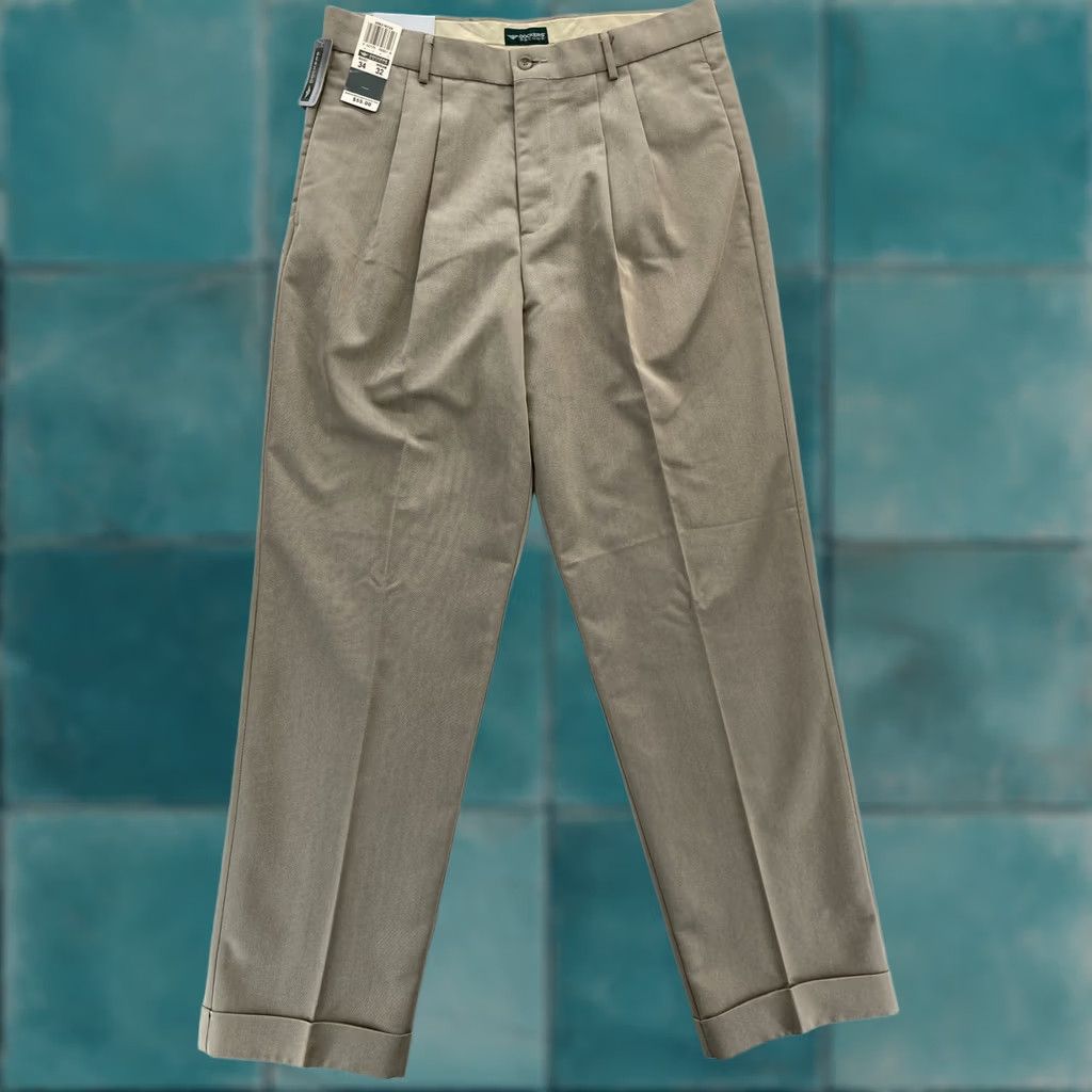 Dockers VINTAGE Dockers Recode Micro Drape Pants Mens 34x32 Khaki Relaxed Fit Pleated Cuffed NWT Size US 34 / EU 50 - 1 Thumbnail