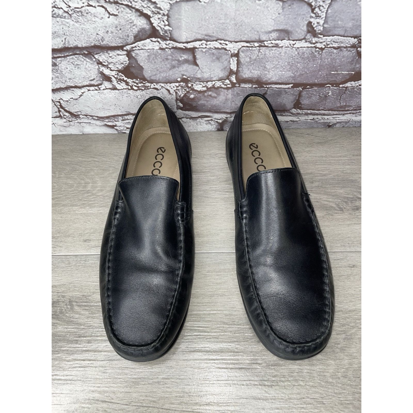 Ecco ECCO Black Leather Driving Loafers Mens Size 44 US 10-10.5 C Size US 11 / EU 44 - 2 Thumbnail