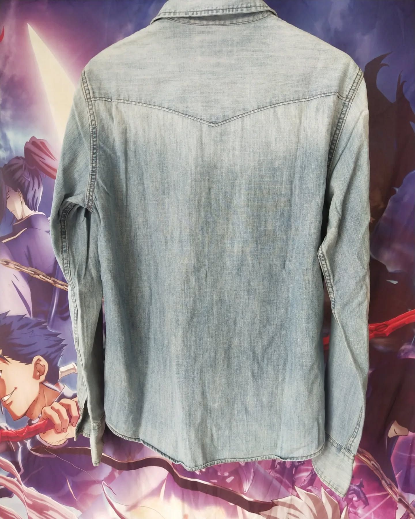 Who A.U. WHO AU Blue Faded Denim Shirt Size US M / EU 48-50 / 2 - 4 Thumbnail