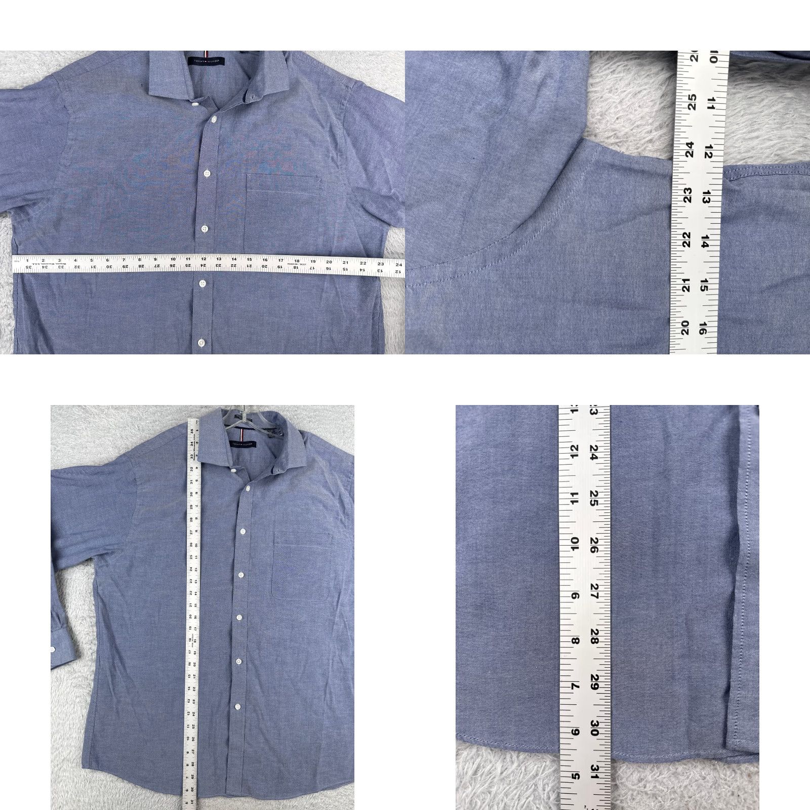 Tommy Hilfiger VINTAGE Tommy Hilfiger Shirt Men XL Blue Button-Up Long Sleeve with Pocket - Tommy Hilfiger Button-Down Shirt - Mens XL Blue - 90s? Size US XL / EU 56 / 4 - 8 Thumbnail