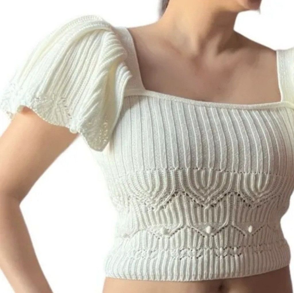 Zara NWT ZARA Ruffled Knit Flutter Sleeve Top Size M / US 6-8 / IT 42-44 - 2 Thumbnail