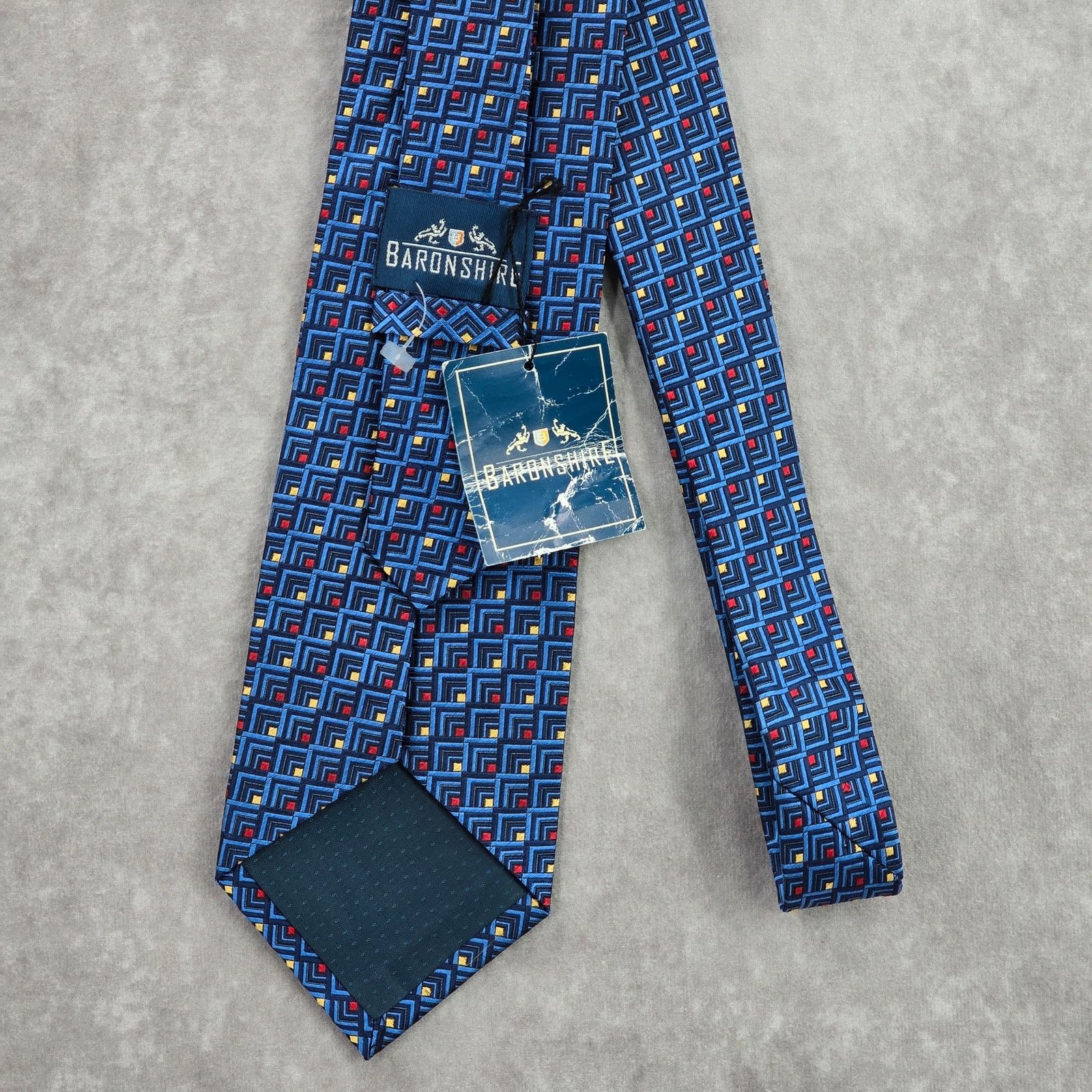 Other Baronshire Blue Red Yellow Geometric 100% Silk Neck Tie Size 28 - 3 Thumbnail