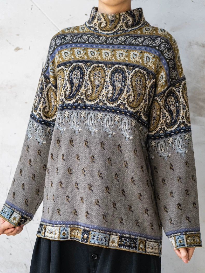 Kenzo KENZO Ethnic waistnut flower gray knit sweater Size M / US 6-8 / IT 42-44 - 5 Thumbnail