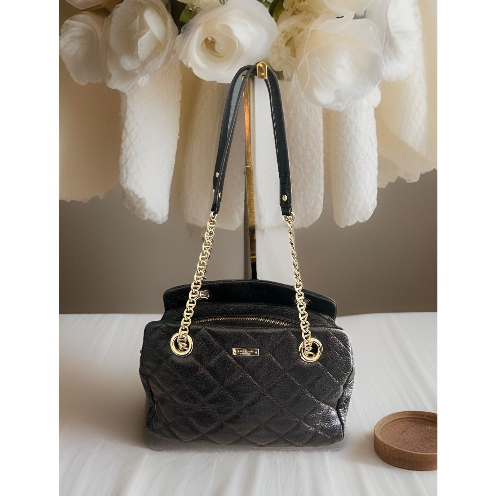 Kate Spade Kate Spade Black Metallic Quilted Leather Shimmer Bag Size ONE SIZE - 8 Thumbnail
