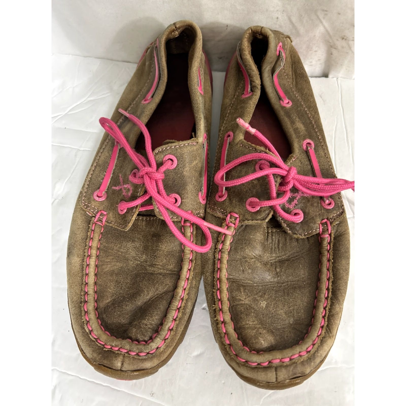 Twisted X Twisted X Women Boat Shoe Flat Leather Brown Pink 8.5 M-US Spring Summer Casual Party/Cocktail Travel Womens Size US 9 / IT 39 - 7 Thumbnail