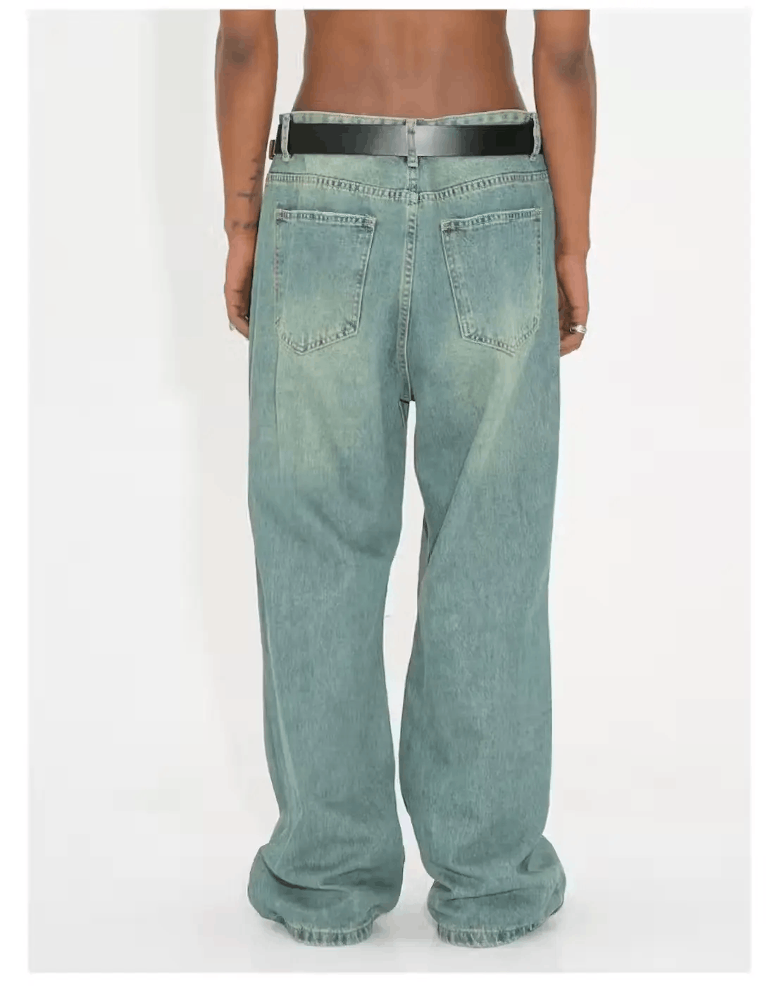 Japanese Brand × Vintage Washed Green Relaxed Wide Leg Jeans Size US 32 / EU 48 - 3 Thumbnail