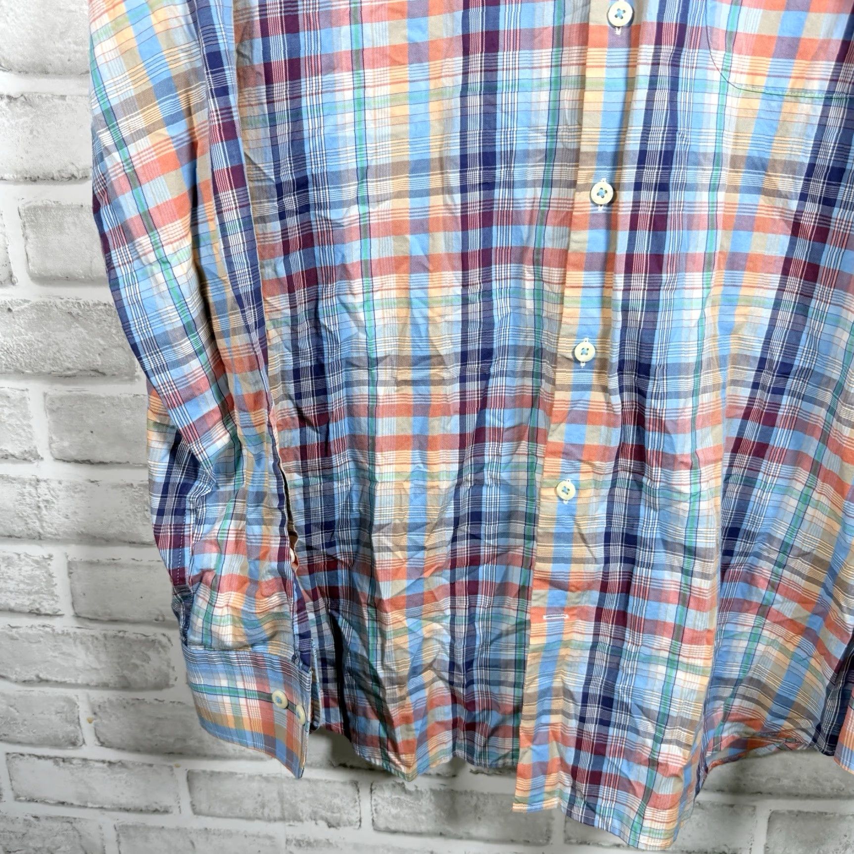 Peter Millar PETER MILLAR Cotton Plaid Button-Up Shirt Long Sleeve Men's Size L Multicolor Size US L / EU 52-54 / 3 - 3 Thumbnail