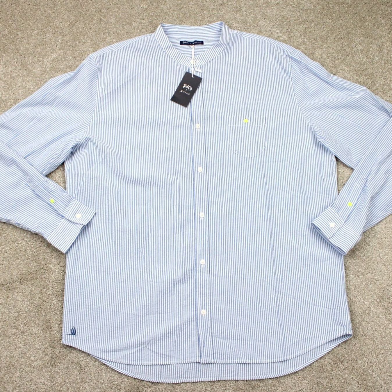 Vintage Gili's Paris Shirt Men 3XL Blue/White Seersucker Button-Up L/S Cotton NWT Vintage No N/A Size US XXL / EU 58 / 5 - 2 Thumbnail