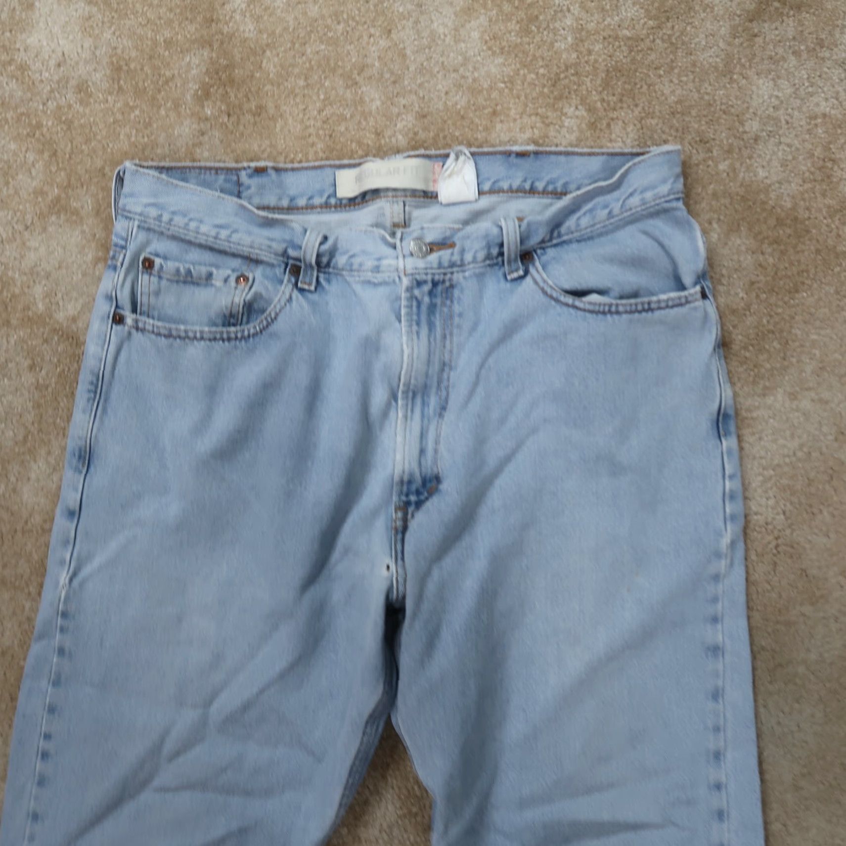 Levi's Levi's 505 Regular Fit Straight Leg Jeans Men's 38x32 Blue Distressed Denim Size US 38 / EU 54 - 2 Thumbnail