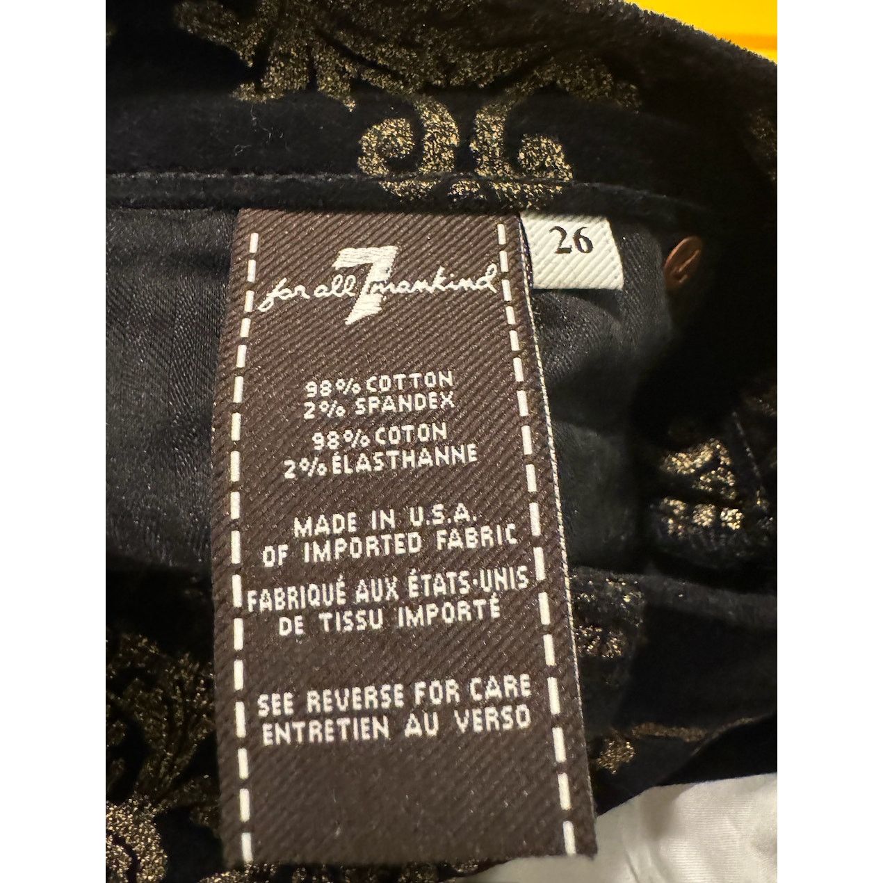 7 For All Mankind NWT Seven7 For All Mankind Brocade Black Gold Pants Holiday Size 26" / US 2 / IT 38 - 12 Thumbnail