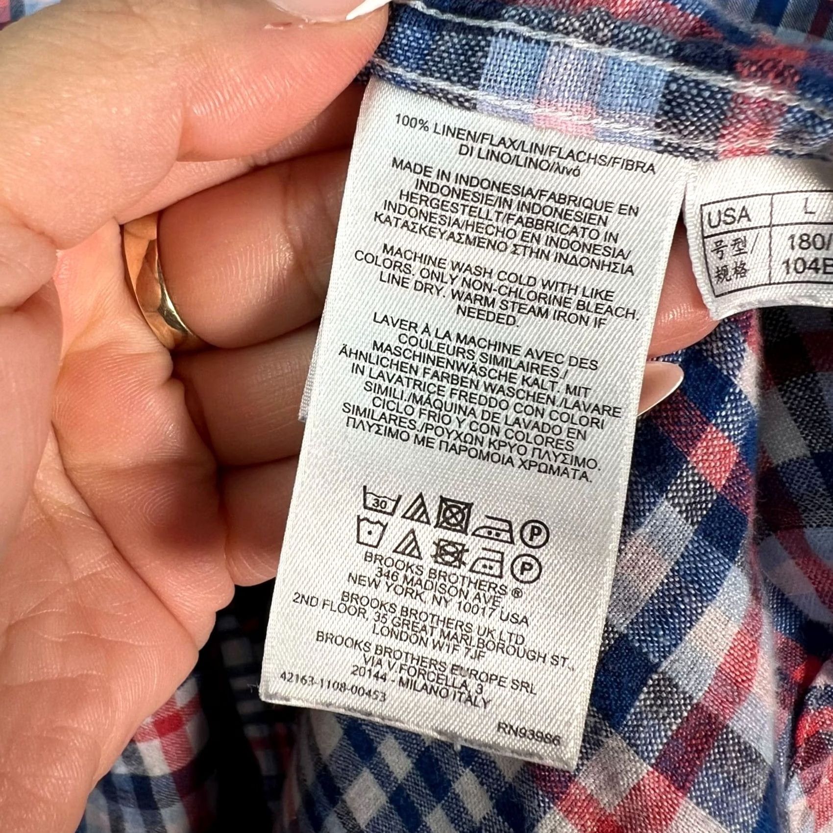 Brooks Brothers Brooks Brothers Button-Up Shirt Mens Large Blue Plaid Linen 1005 346 Regular Collar Down Short Sleeve Vintage No Size US L / EU 52-54 / 3 - 4 Thumbnail