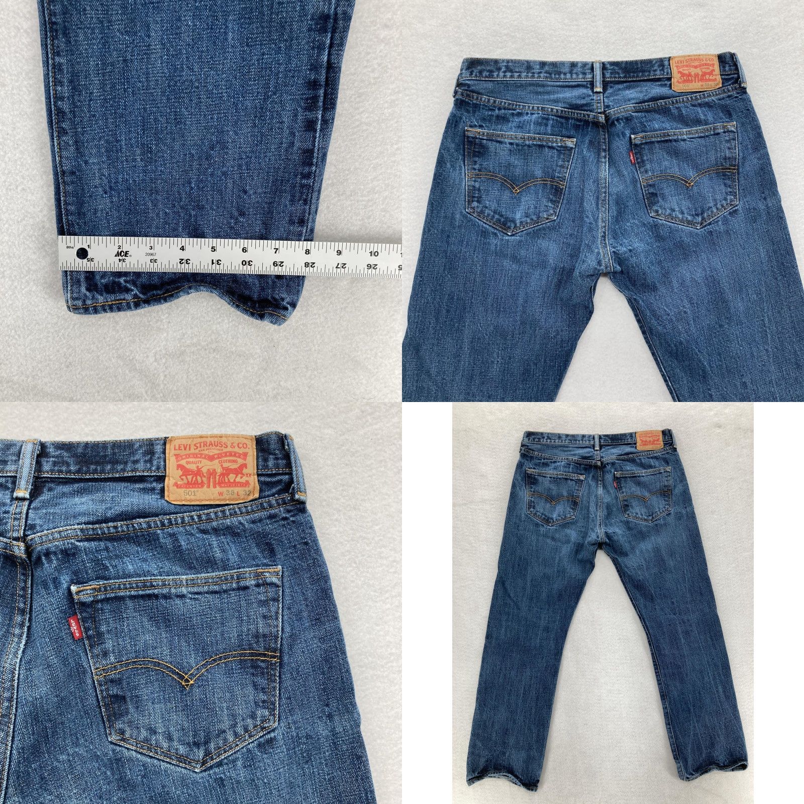 Levi's VINTAGE Levi's 501 Jeans Mens 36x32 Medium Wash Button Fly Straight Leg Original Fit Mens Size US 36 / EU 52 - 9 Thumbnail