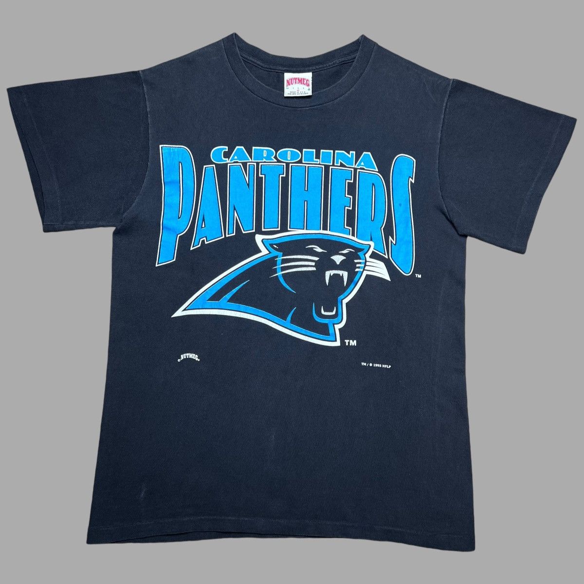NFL × Nutmeg × Vintage 1993 NFL Carolina Panthers 3D Spell Out Graphic Nutmeg Tee Size US M / EU 48-50 / 2 - 1 Thumbnail