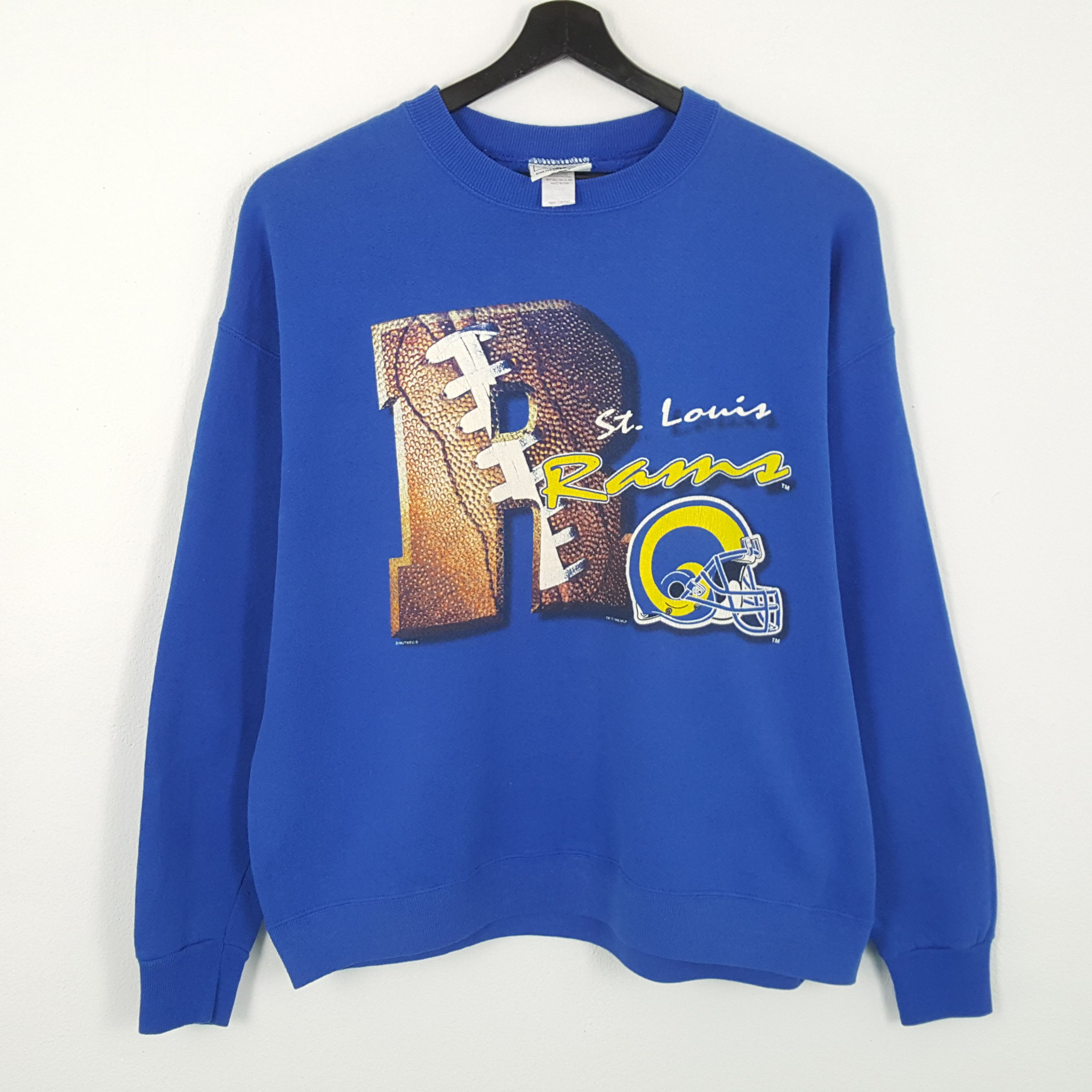 Image of St. Louis Rams Nfl Sweatshirt Football Team Vintage in Blue, Men's (Size XL)