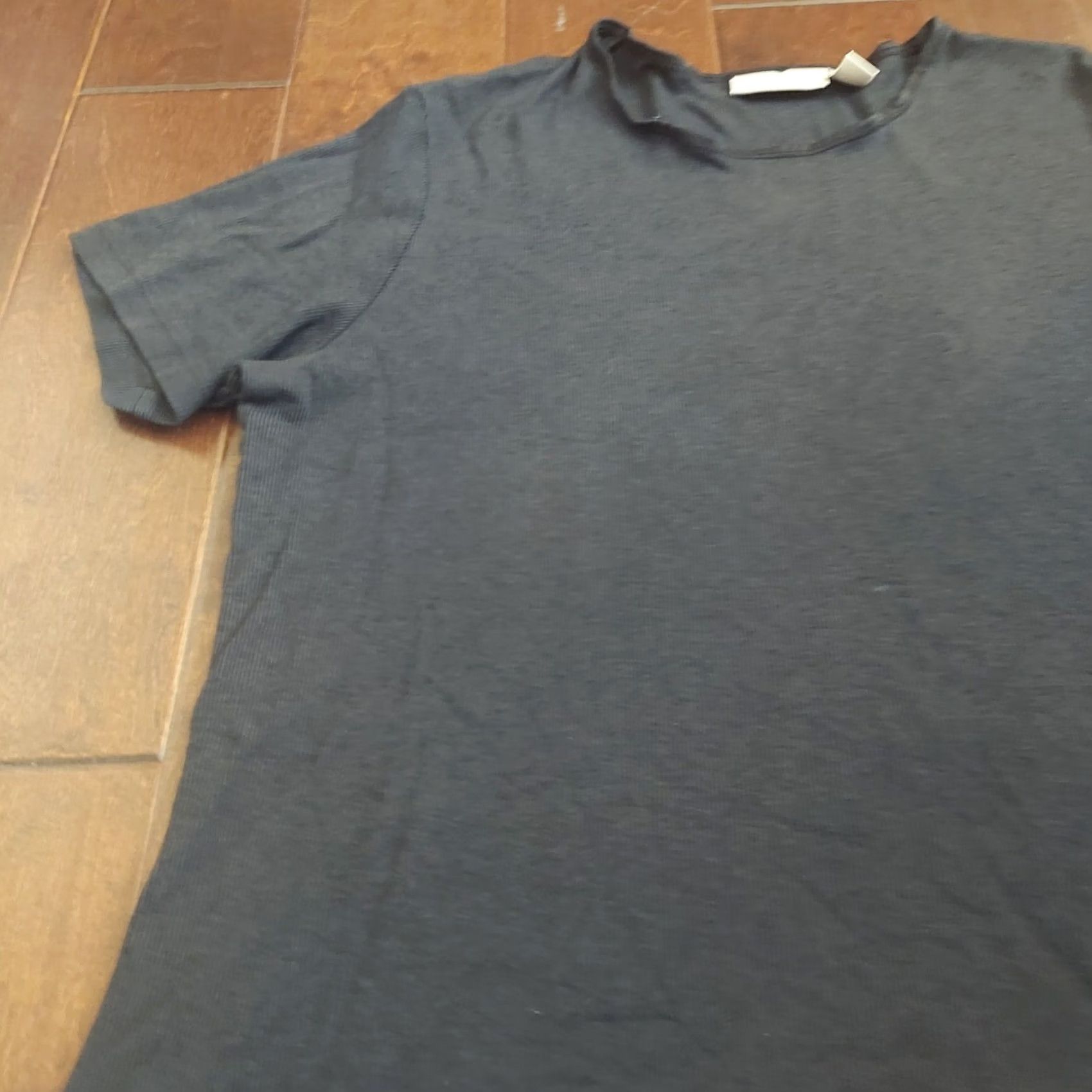Nordstrom Nordstrom Shirt Black Short Sleeve Top - Size L Womens, Crew Neck, Cotton Rayon, Basic, Solid, Travel, Casual, Regular Fit Size L / US 10 / IT 46 - 3 Thumbnail