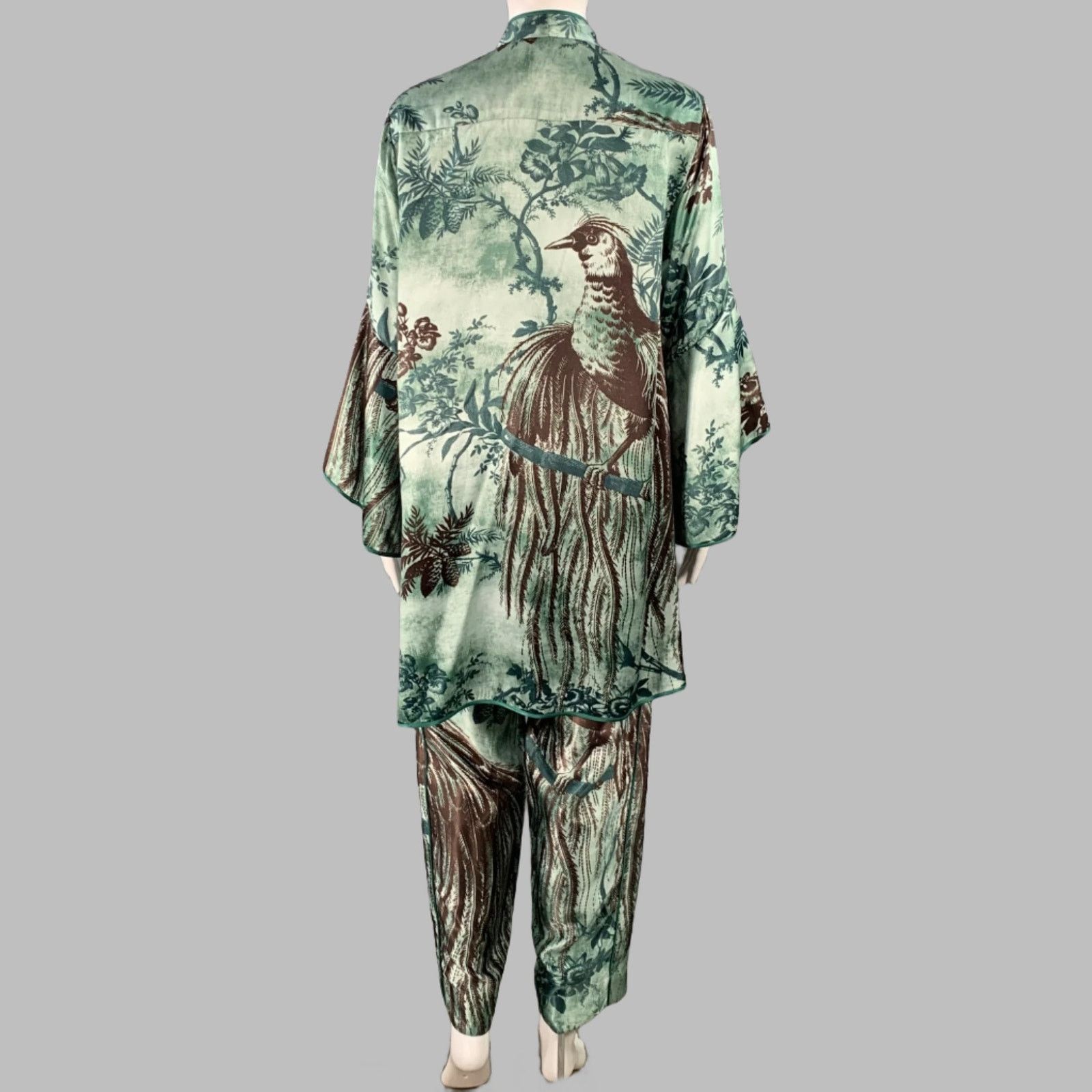 F.R.S F.R.S. Size M Green Brown Cupro Graphic Pajama Pantsuit Size 32" / US 10 / IT 46 - 3 Thumbnail