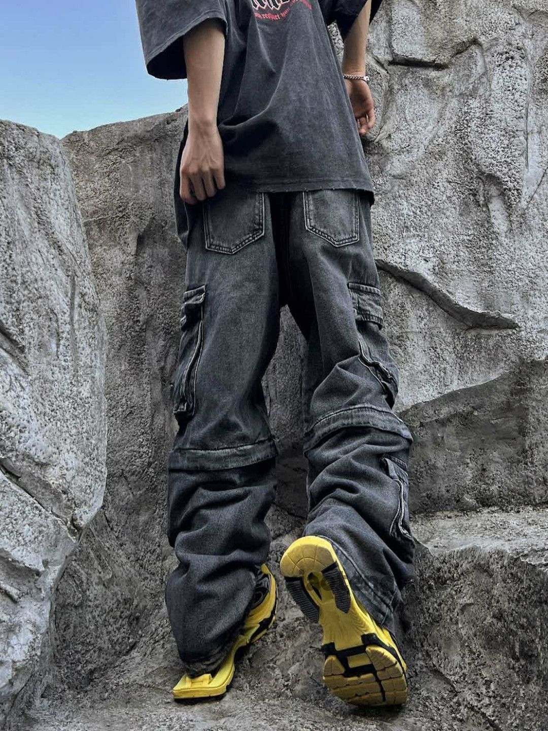 Jean × Vintage washed faded loose baggy skate hiphop cargo jeans Size US 32 / EU 48 - 1 Thumbnail