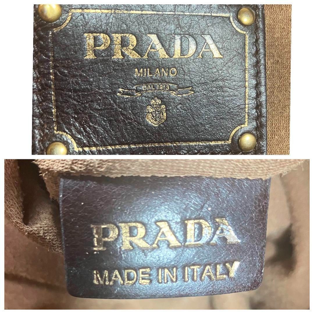 Prada Prada - Shiny Brown Black Leather Gold Hardware Shoulder Bag Size ONE SIZE - 11 Thumbnail