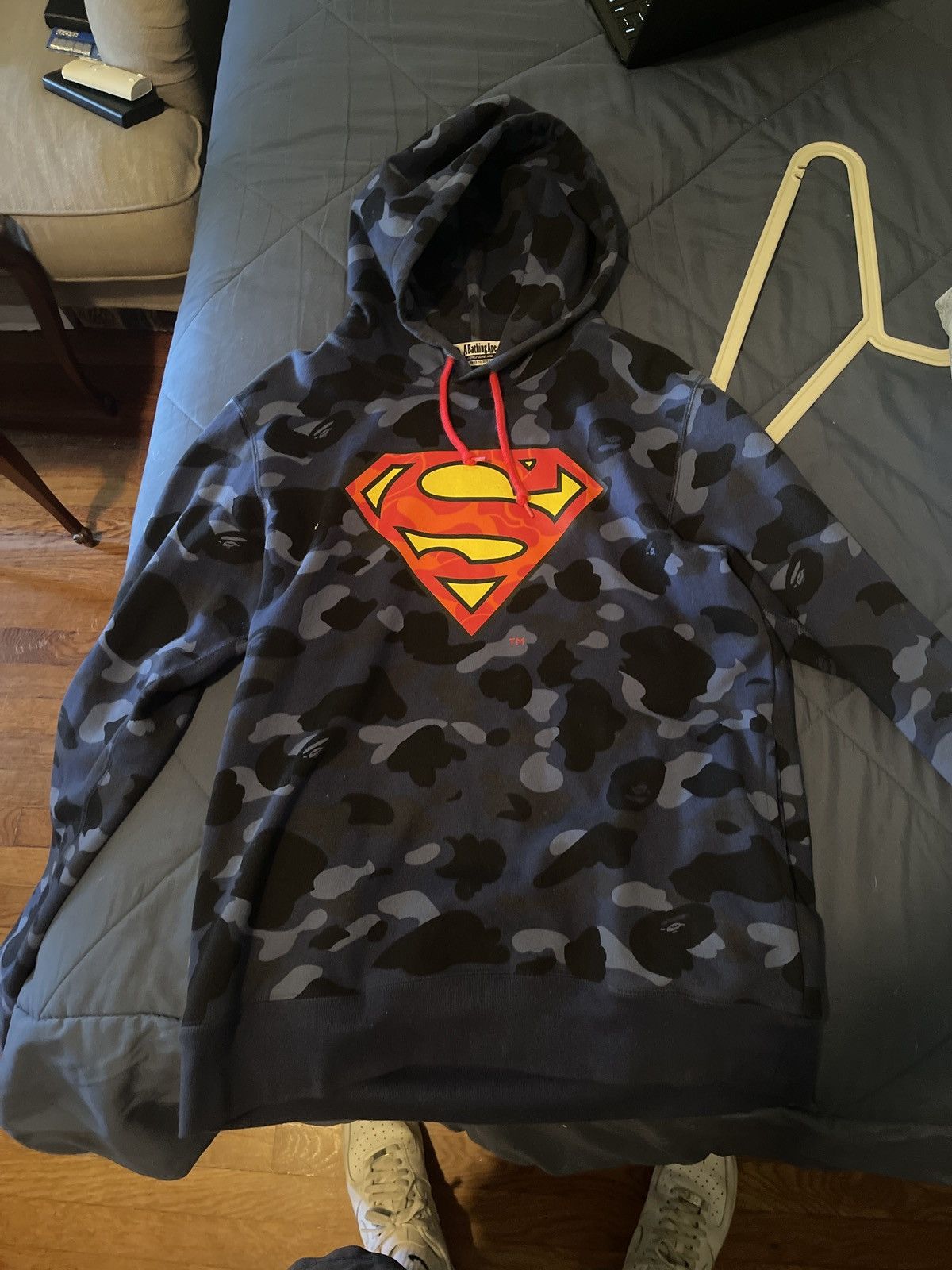 Bape Bape x DC Superman Blue Camo Pullover Hoodie | Grailed