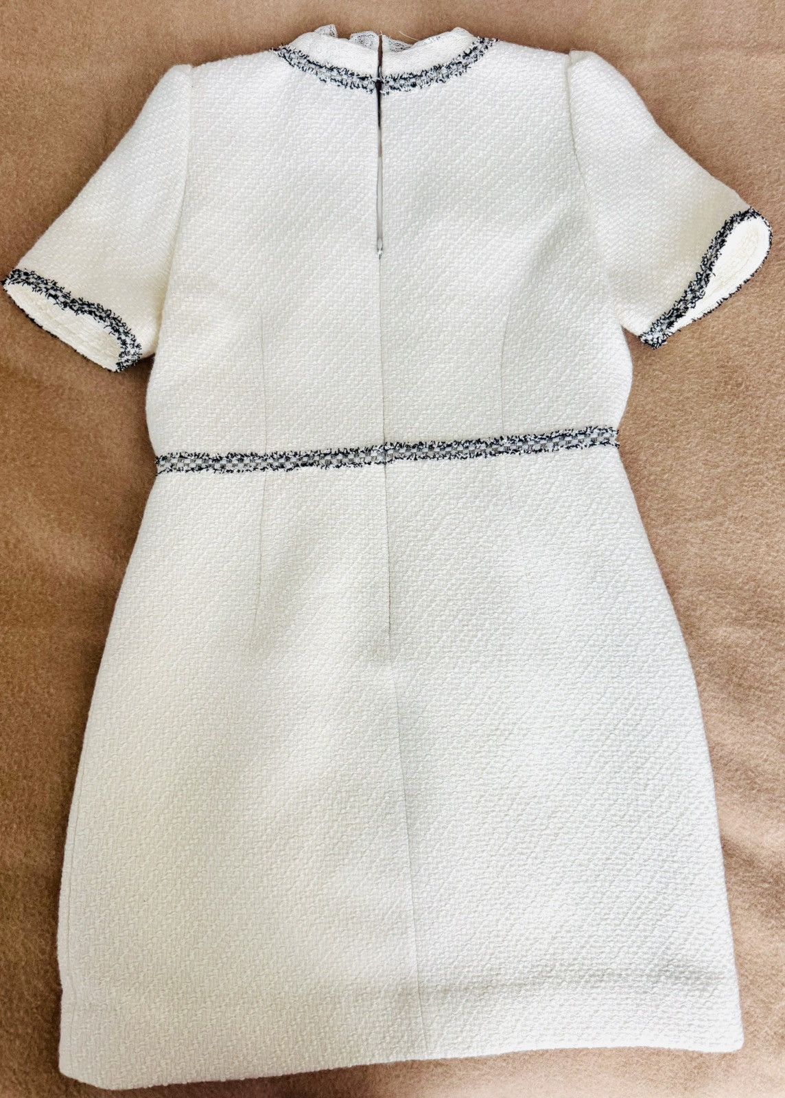 Sandro Sandro Paris Tweed Dress with Braid Trim – Cream/White Size M / US 6-8 / IT 42-44 - 7 Thumbnail