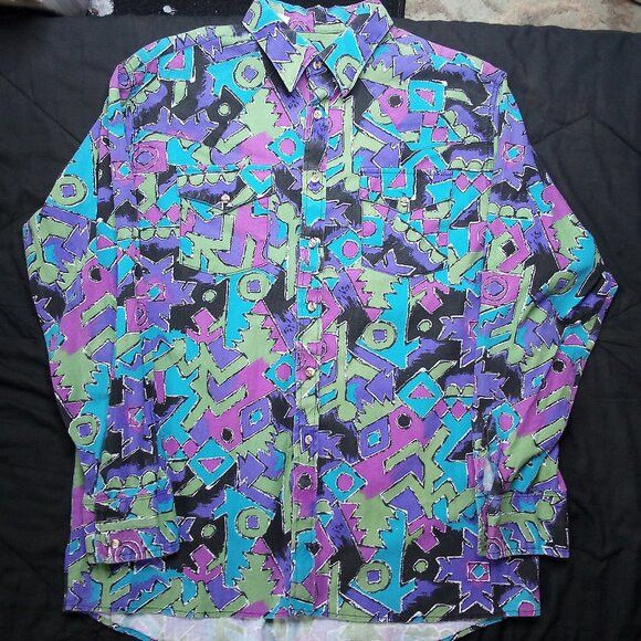 Vintage Vintage Saddlebrook Westernwear Abstract Geometric Shirt Size US L / EU 52-54 / 3 - 2 Thumbnail
