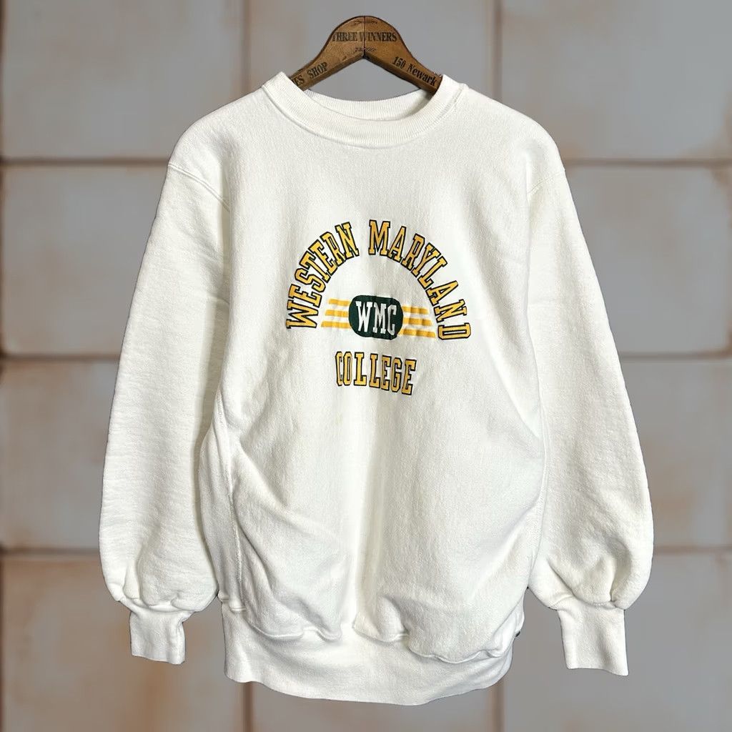 Vintage VINTAGE MVP Pro Reverse Weave Crewneck Sweatshirt L Mens 1980s WMC Western Maryland White Size US L / EU 52-54 / 3 - 1 Thumbnail