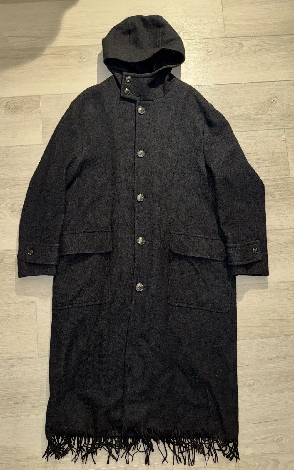 Amiri Fringe Hem Hooded Coat