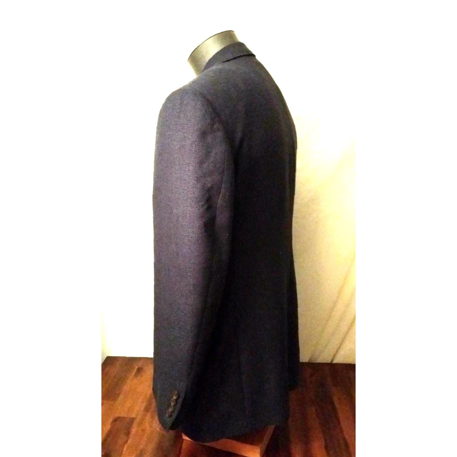 VINTAGE Hart Schaffner Marx Wool Blazer Jacket Men 42R Navy Blue Two Button Solid 90s