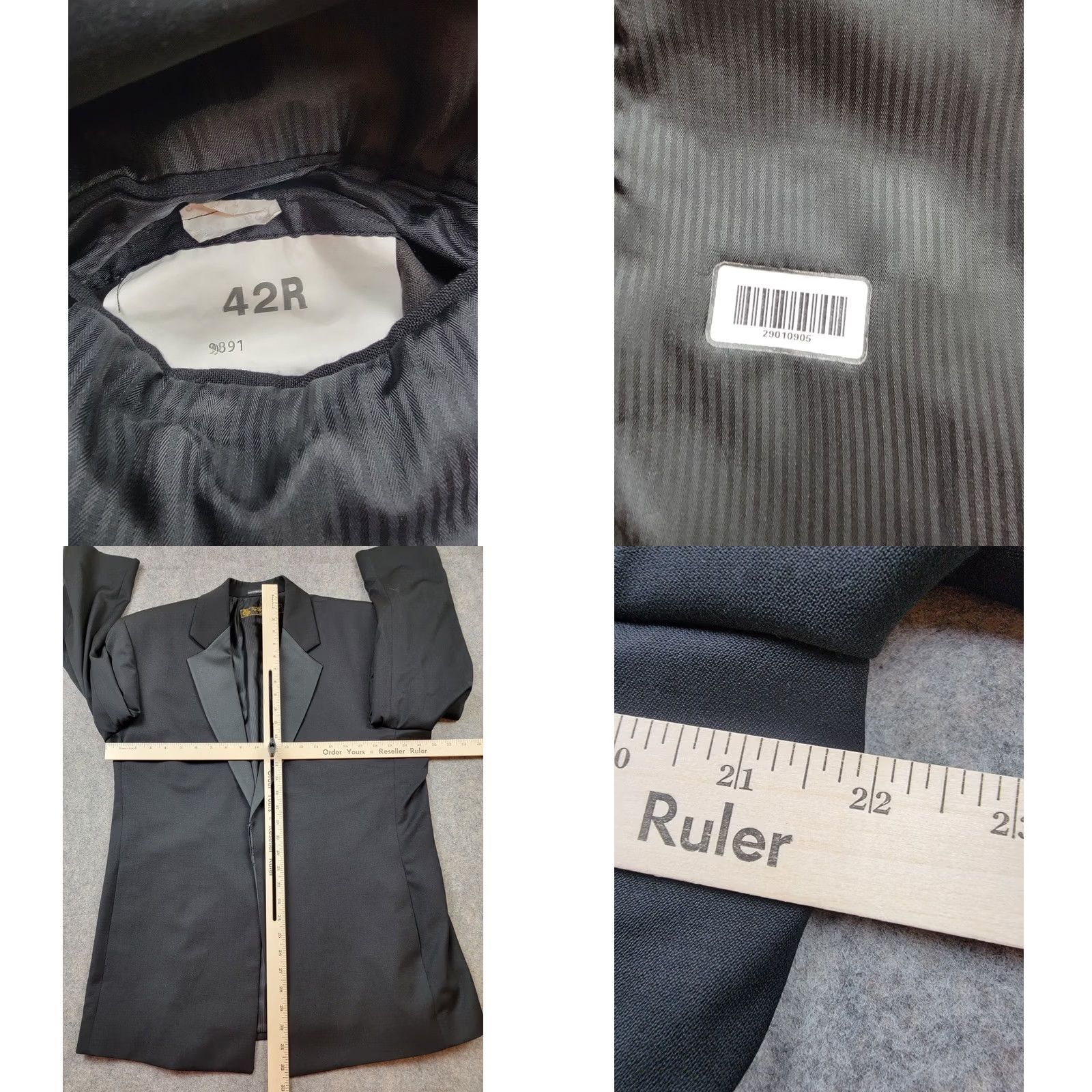 Lubiam Lubiam Loro Piana Tuxedo Jacket Coat Blazer Black Mens 42R 1-Button Notch Lapel Classic Designer Suit Jacket Size 42R - 8 Thumbnail