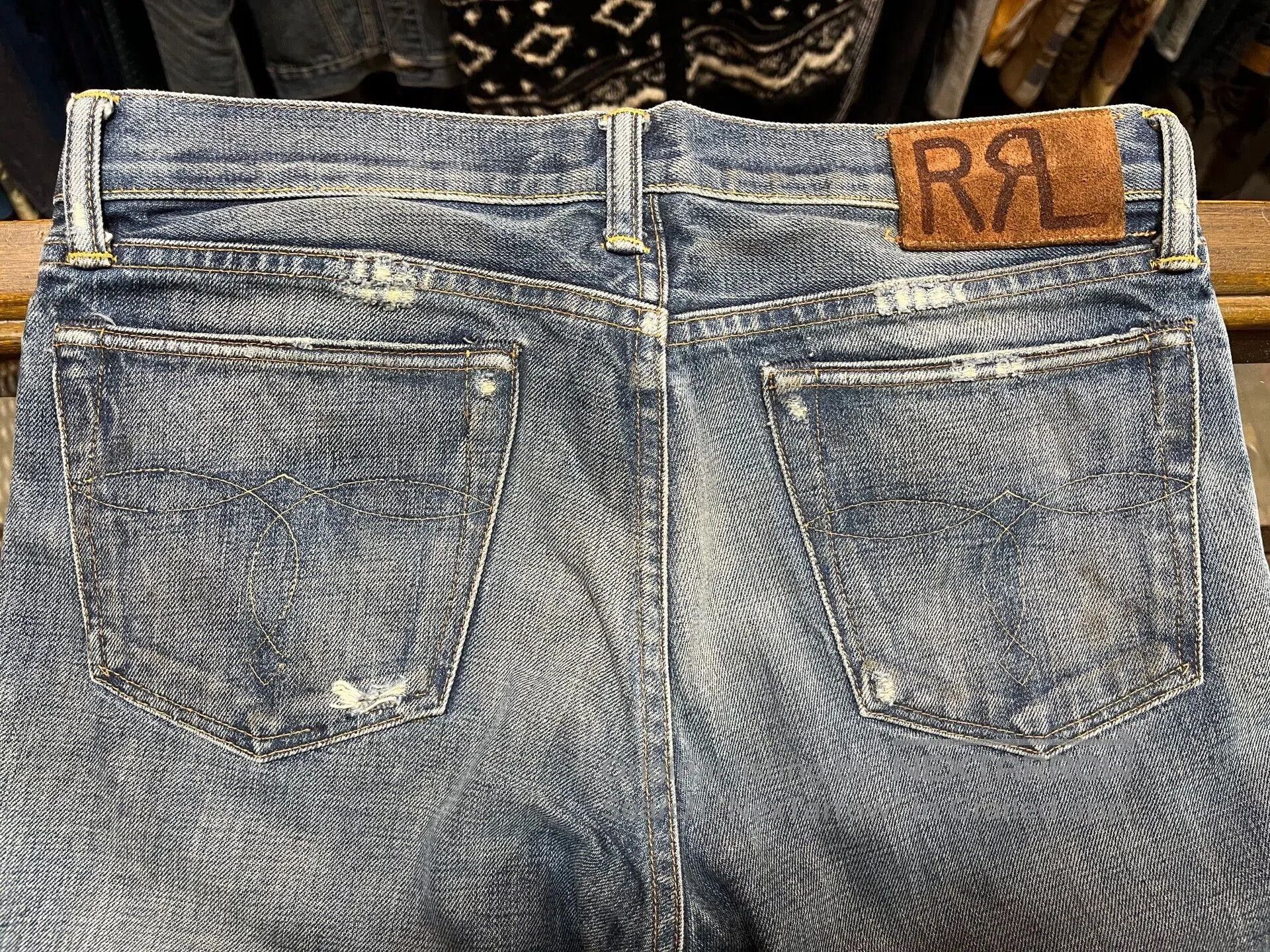 RRL Ralph Lauren vintage rrl distressed denim jeans. Size US 30 / EU 46 - 6 Thumbnail