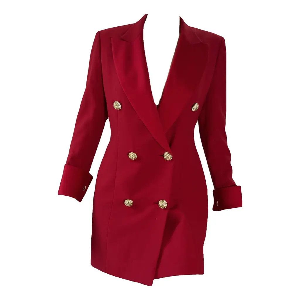 Max Mara Max Mara Red Double-Breasted Tailored Blazer Dress FR38 Size S / US 4 / IT 40 - 2 Thumbnail