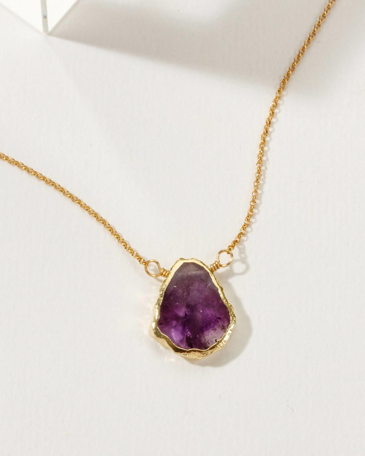 Other Earth, Wind and Fire Genuine Stone Necklace Gold- Amethyst Size ONE SIZE - 1 Thumbnail