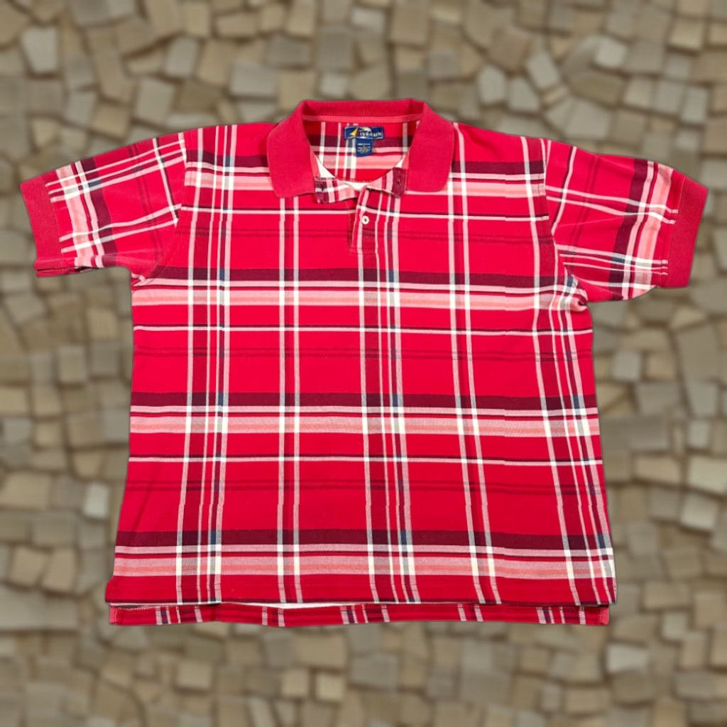 Vintage VINTAGE Ivy Crew Polo Shirt Men's LARGE Red Plaid Sailing Nautical 90s Shirt Size US L / EU 52-54 / 3 - 1 Thumbnail