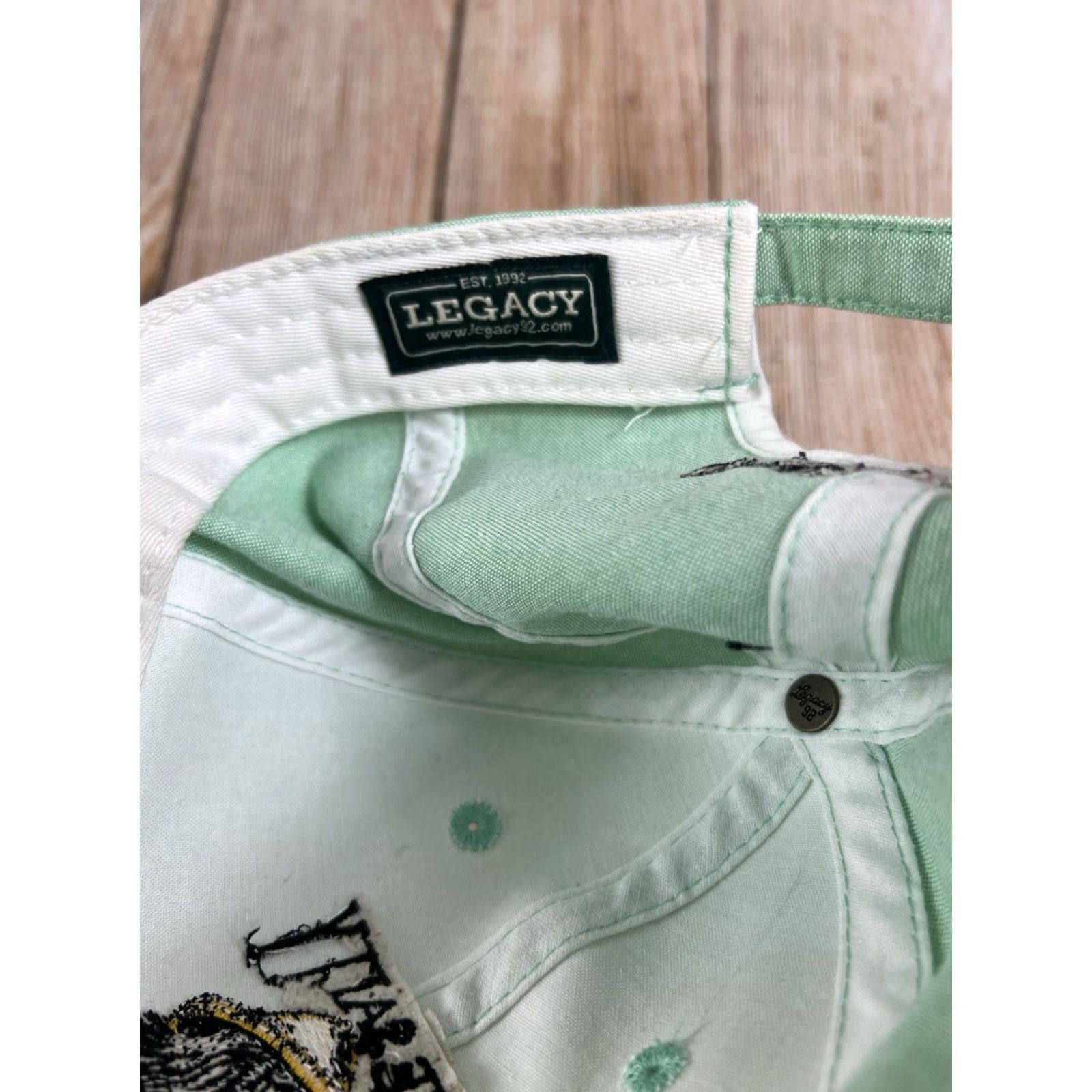 Our Legacy VINTAGE Legacy Salty Dog Cafe Hilton Head Island Adjustable Hat Cap Unisex Adults Green Cotton Denim Logo Strap Baseball Cap Size ONE SIZE - 5 Thumbnail