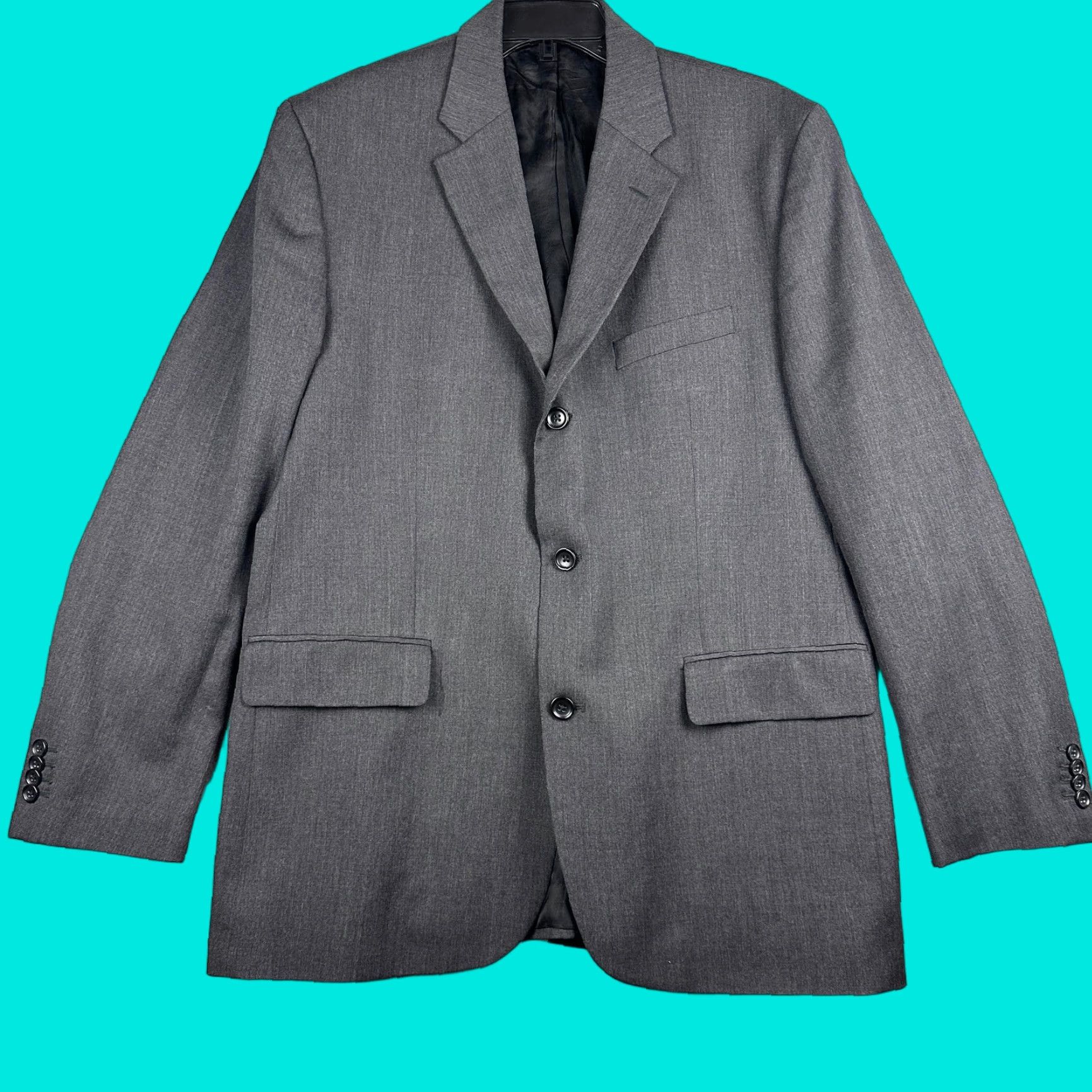 Banana Republic Suit Jacket Mens 44R Gray Wool 3 Button Notch Lapel Business