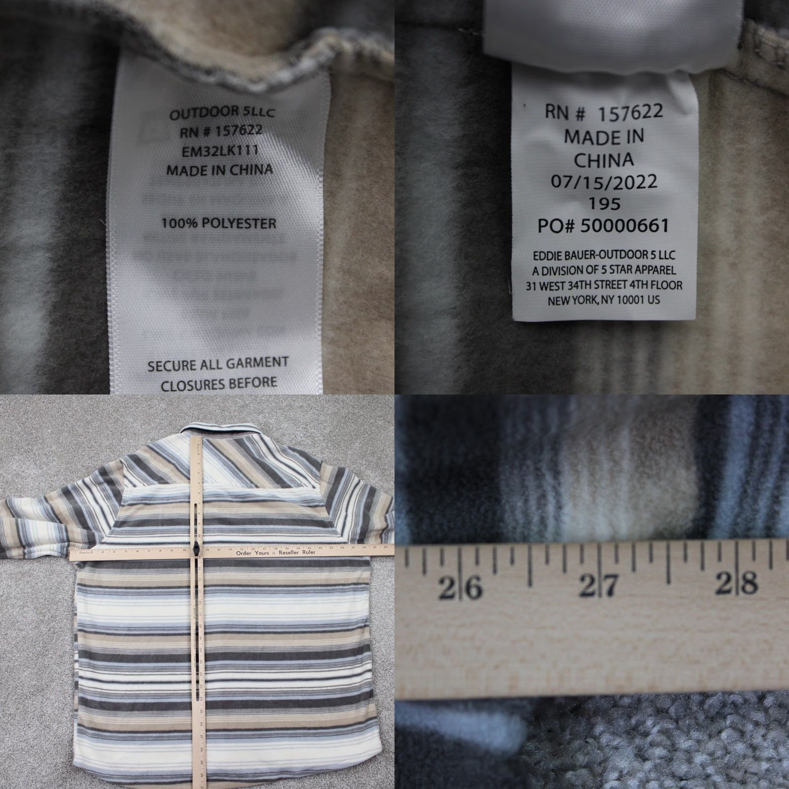 Eddie Bauer Eddie Bauer Chutes Shirt Jacket Ivory Striped XL Mens NWT L/S Button Shacket Coat Quilted Pocket Col lars Size US XL / EU 56 / 4 - 9 Thumbnail