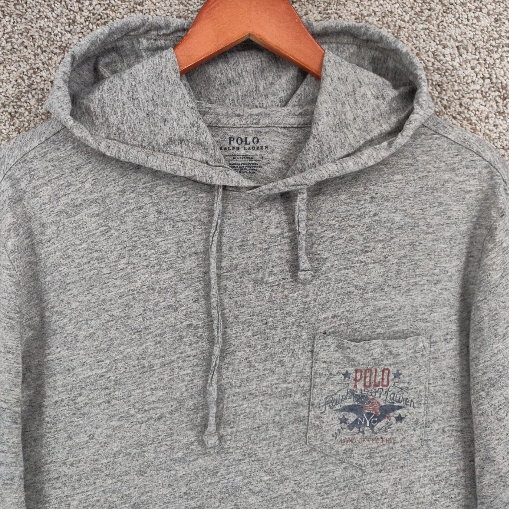 Polo Ralph Lauren VINTAGE Polo Ralph Lauren Hoodie Shirt Mens Medium Grey Pullover USA Logo Shirt Size US M / EU 48-50 / 2 - 3 Thumbnail