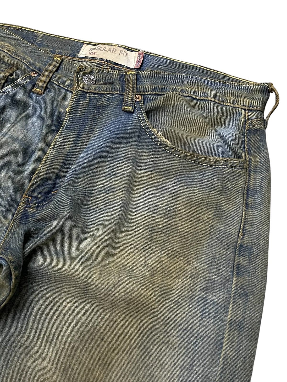 Hysteric Glamour × Levi's × Vintage Vtg Levis 505 Muddy Dirty Wash Blue Loose Jeans Size US 34 / EU 50 - 6 Thumbnail