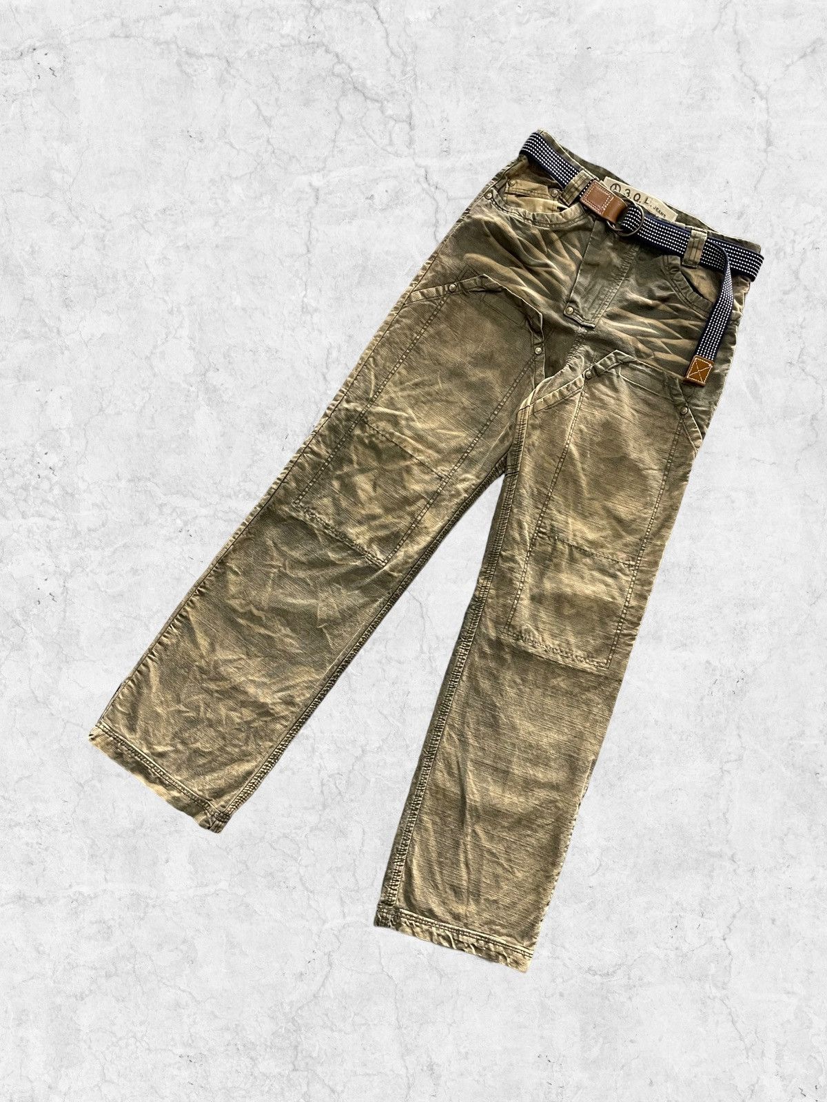 Vintage Vintage 3.Q.L Double Knee Cargo Faded With Shashiko Belt Size US 28 / EU 44 - 4 Thumbnail