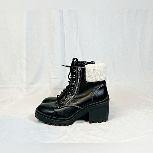 Other Vintage No Boundaries Chunky Black Fur Lace Zip Ankle Boots Size US 9 / IT 39 - 4 Thumbnail