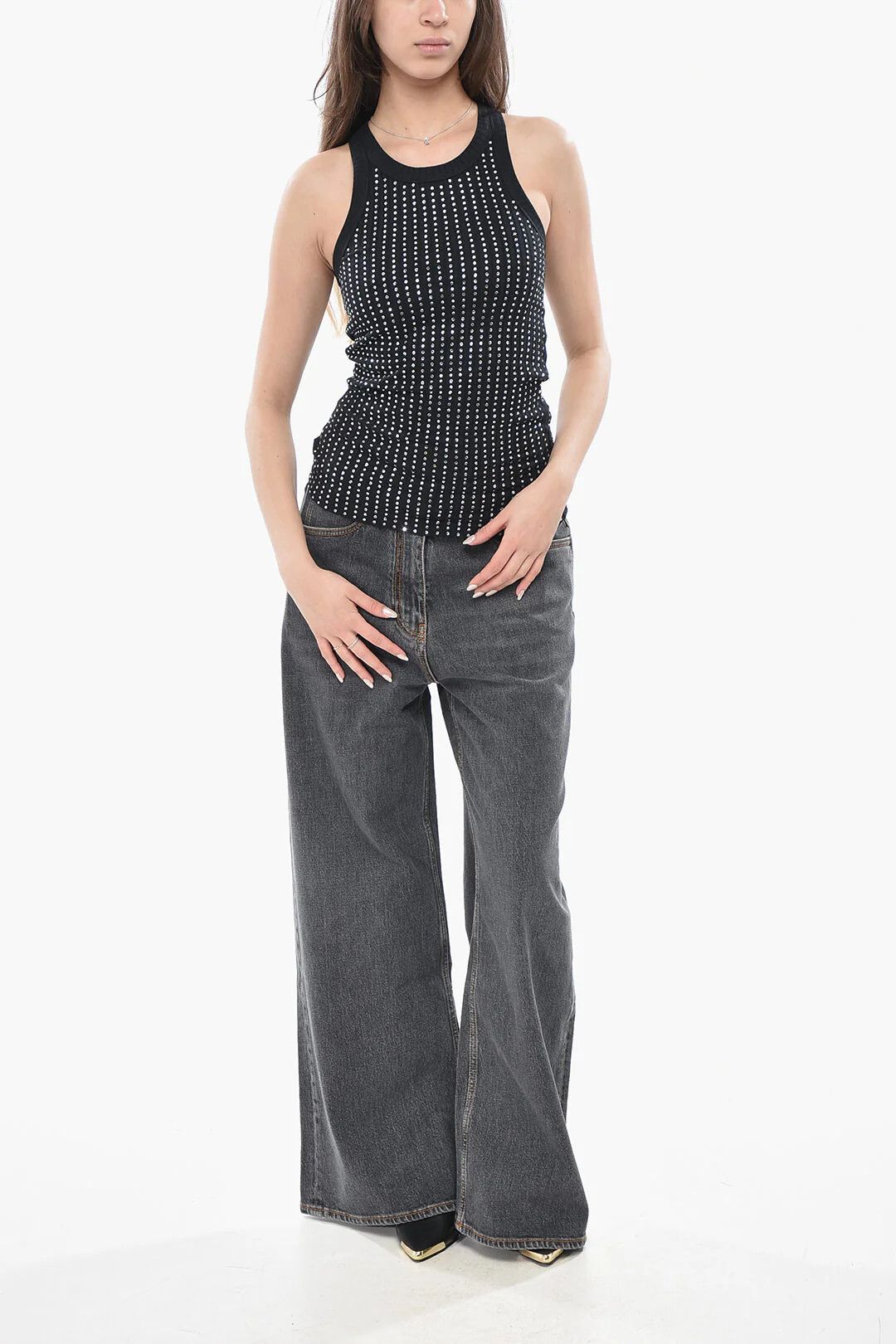 The Attico og1mm0426 Cotton Tank Top in Black Size XS / US 0-2 / IT 36-38 - 4 Thumbnail
