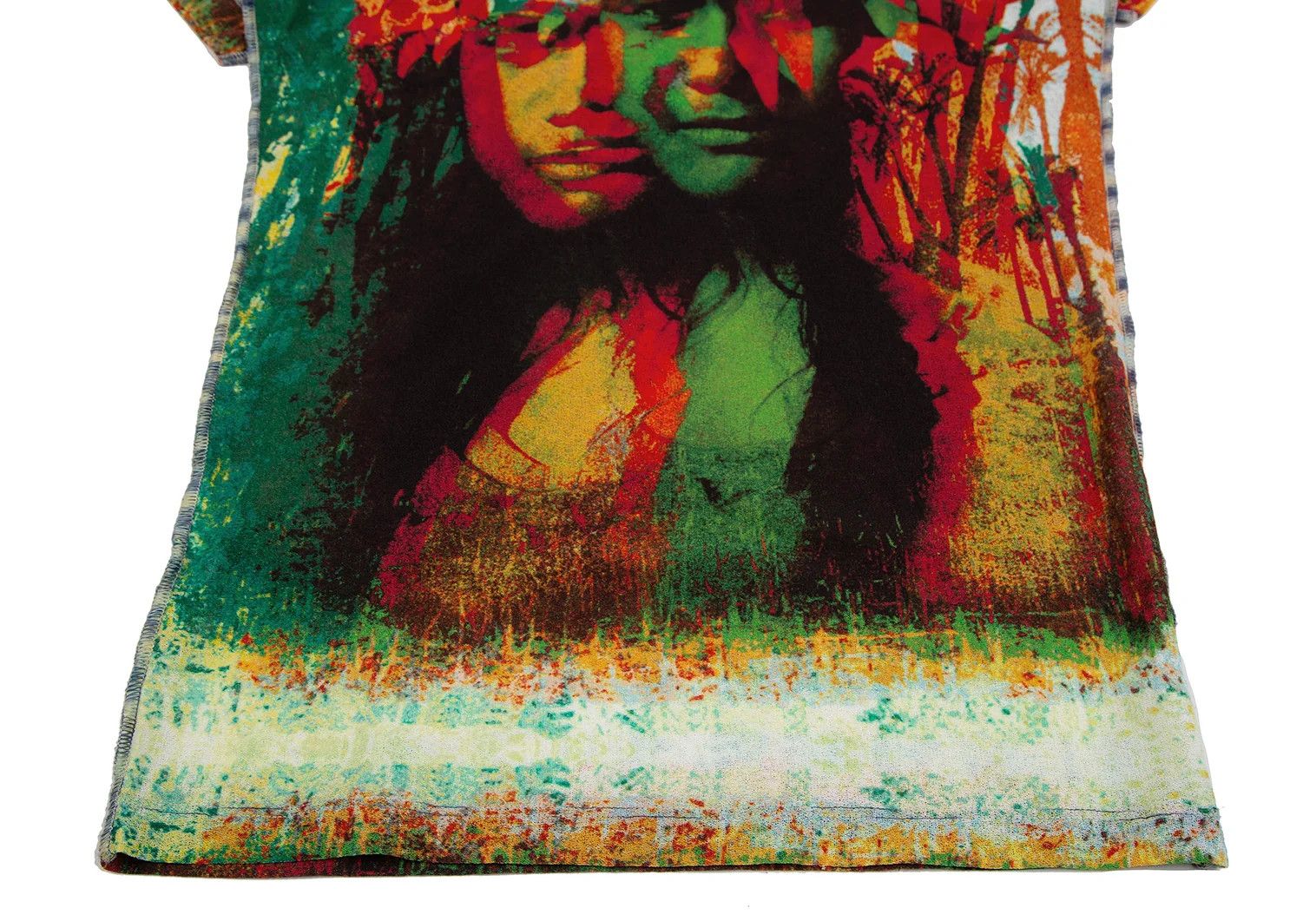 Jean Paul Gaultier Tropical Print V-Neck Power Net T-Shirt in Red Size US M / EU 48-50 / 2 - 6 Thumbnail