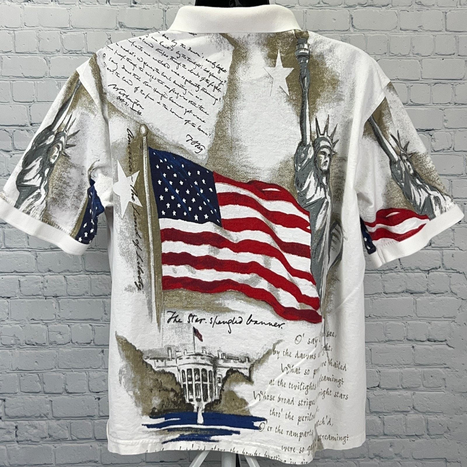 Other Star Spangled Banner Lyrics Polo Shirt American White XL Size US XL / EU 56 / 4 - 2 Thumbnail