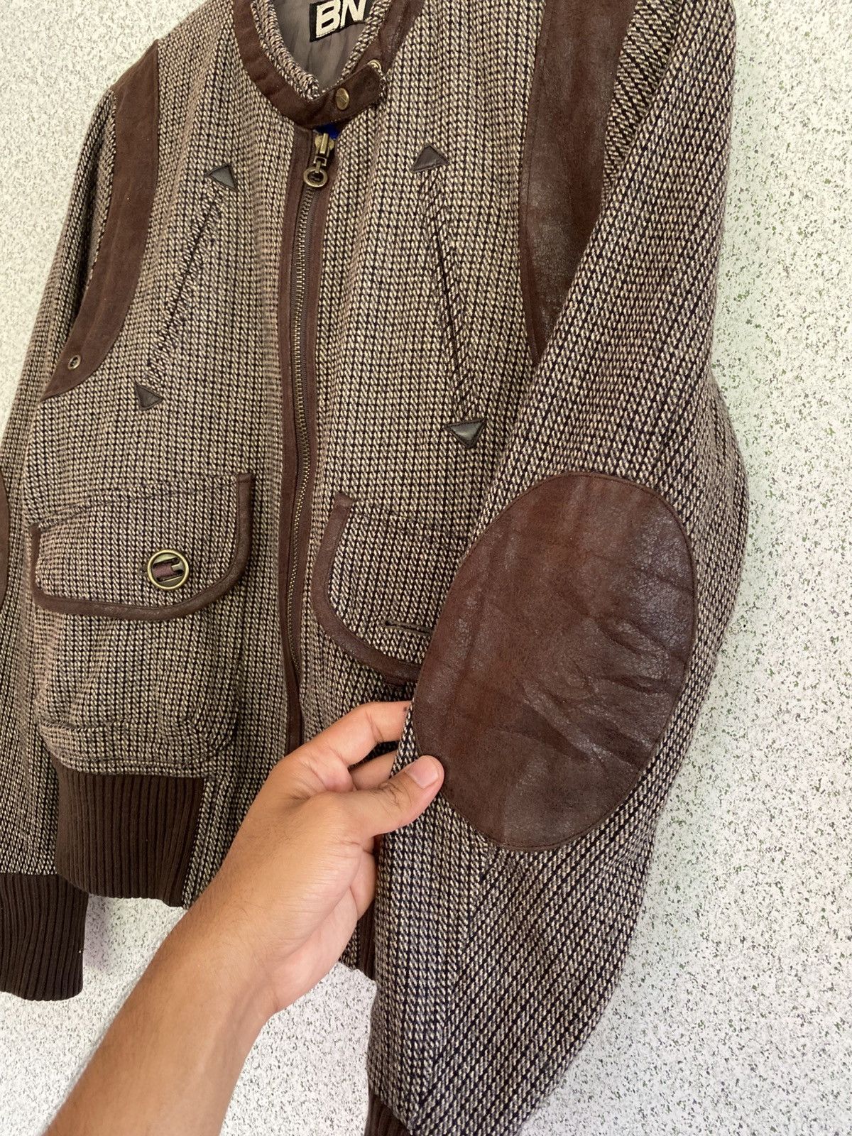 Japanese Brand BNX Brown Tweed Leather Trim Jacket – Gorpcore / VTG 90 Euro Size S / US 4 / IT 40 - 7 Thumbnail