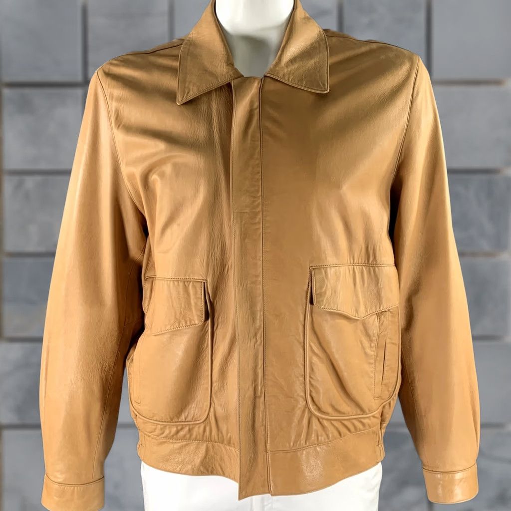 Camel SCUOLA DEL CUOIO XL Camel Leather Bomber Jacket Mens Jacket Leather Bomber Camel SCUOLA DEL CUOIO XL Men Size US XL / EU 56 / 4 - 1 Thumbnail