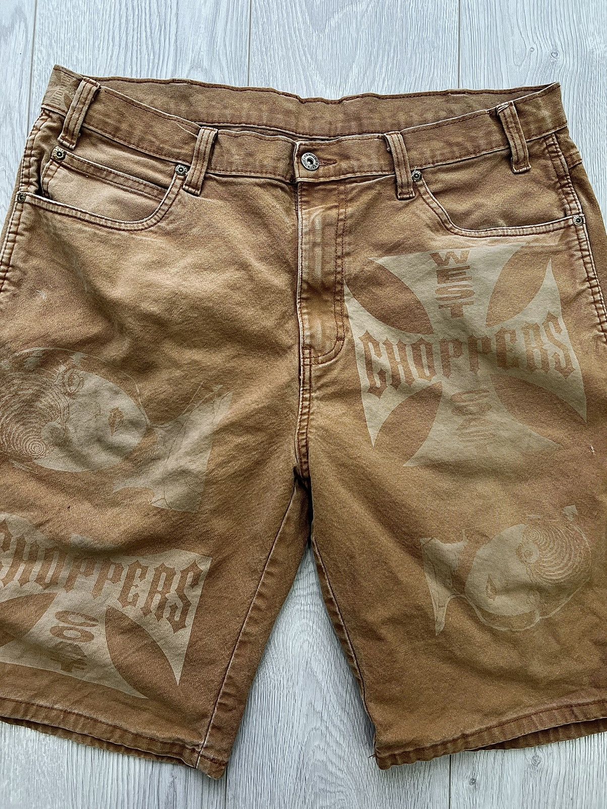 Vintage Vintage Y2K Dickies Custom Shorts Choppers Anime Brown sz 38 Size US 38 / EU 54 - 3 Thumbnail